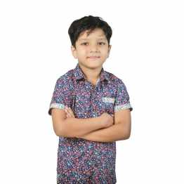 "Alpona All Over Print  Boys' Short Sleeve Shirt Contrast "